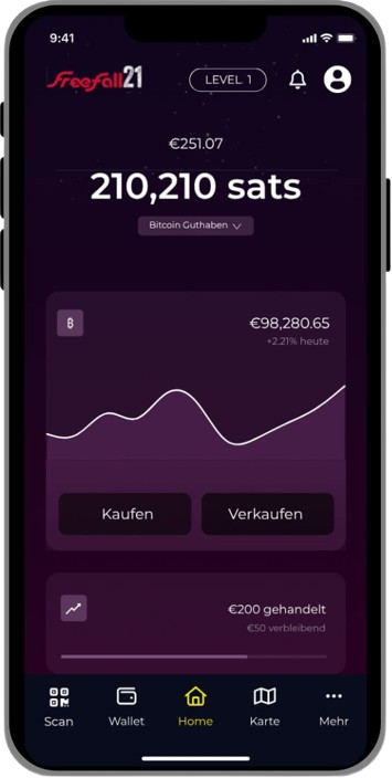 Freefall21 app mockup
