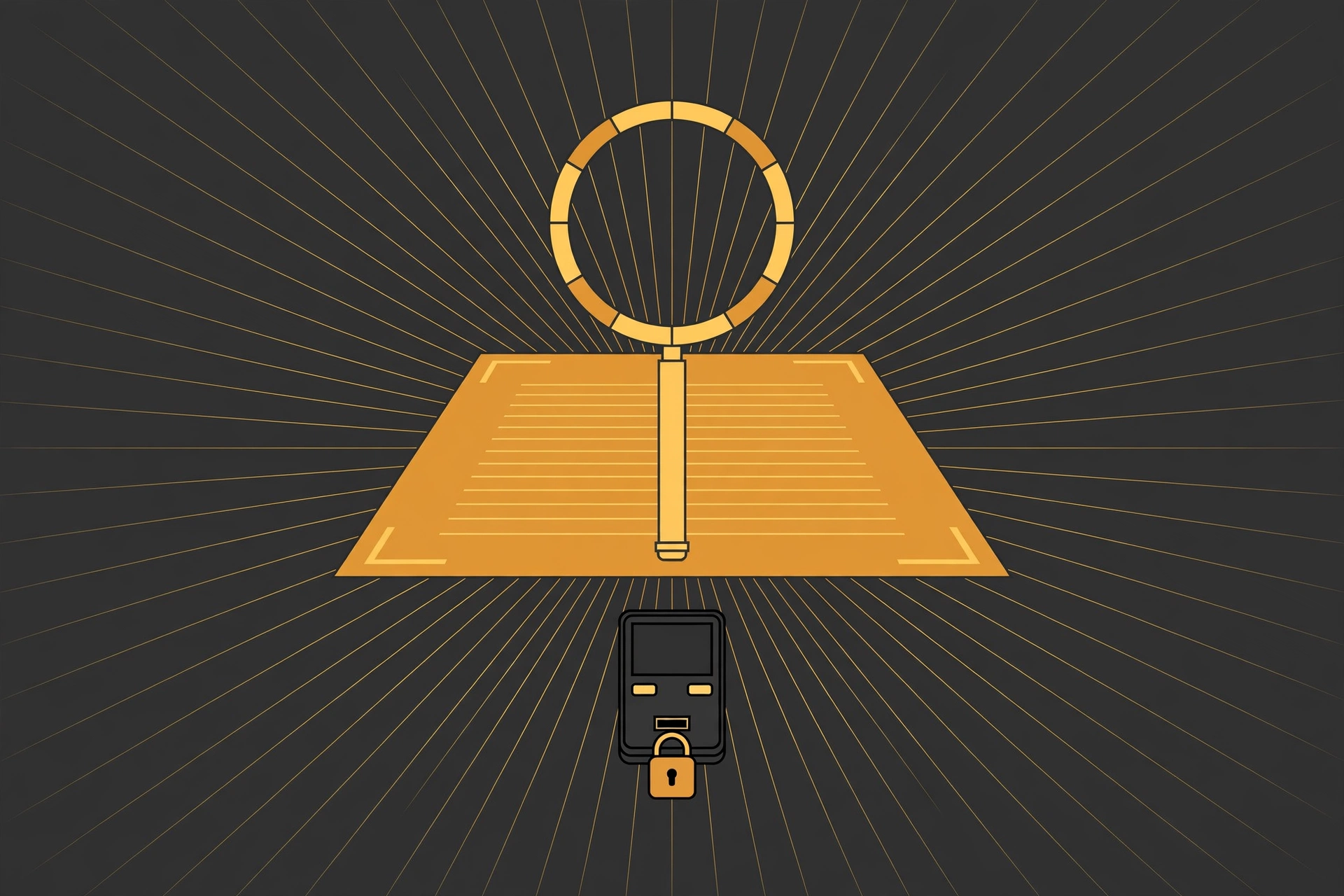 Auditable Bitcoin Core cold storage guide under a magnifying glass next to a locked hardware wallet